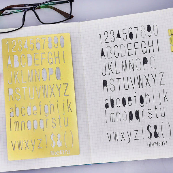 tibetara Brass Bullet journal stencil Planner StencilSans Serif Letter Stencil planner stencil about 4*7" 1pcs