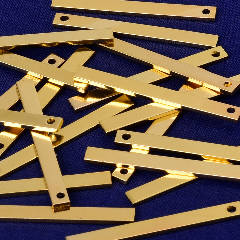 About 30*3*1MM tibetara® Brass Rectangle Stamping Blank Bar Ready to Stamp for personalization plated gold 20pcs