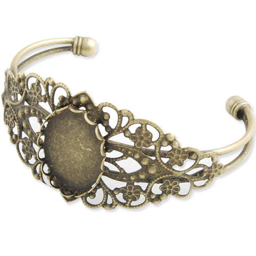 Bracelet With 18*25MM Oval Setting,Cuff,Adjustable,Antique Brozen-Plated Brass,Lead Free And Nickel Free,Sold 10PCS Per Lot