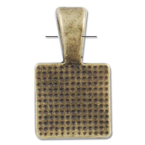 18*10 MM Antique Bronze Square Glue On Bail ,Sold 200 PCS Per Package