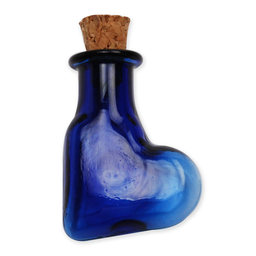 20 * 25mm Slanting Heart shaped Sapphire Blue wishing bottle,small glass bottles with cork,glass jar,tiny corked bottle,empty glass bottles,10pcs/lots