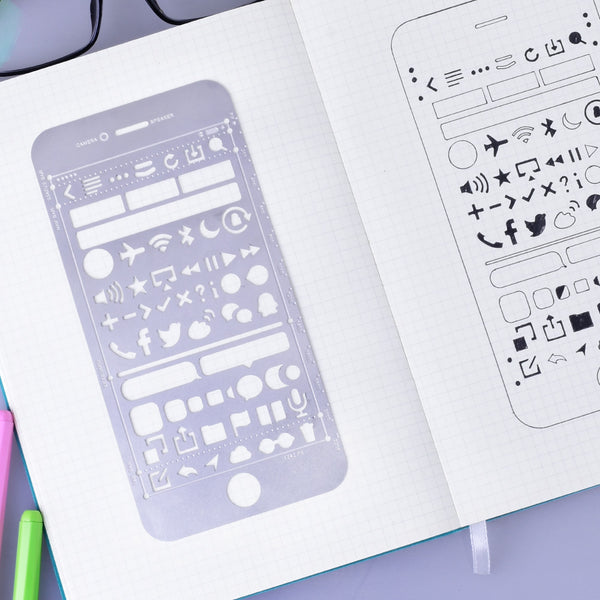 About  3*6 1/4" Stainless Steel bullet journal stencil Drawing Stencil Basic Frames Stencil Bullet Journalling 1pcs