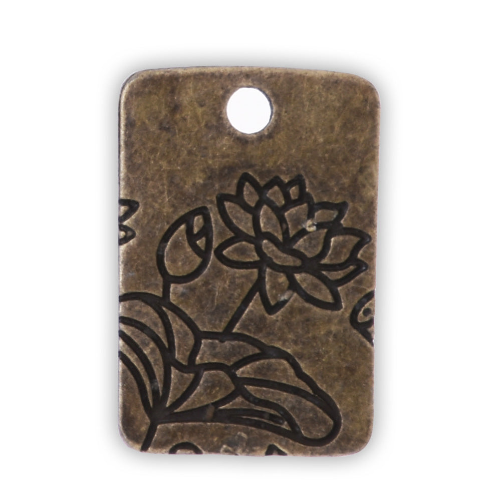 20 Metal Flower Charm Lotus Pendant Vintage Charms Lotus Jewelry Antique Bronze Lotus 13X18mm