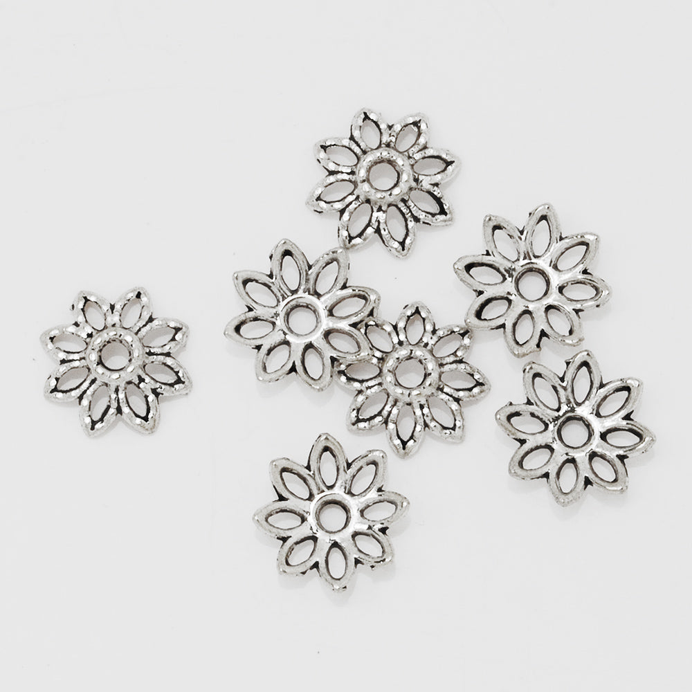 10mm Antique Silver Lotus Bead Caps,Flower Bead Caps,Jewelry Findings,sold 100pcs/lot
