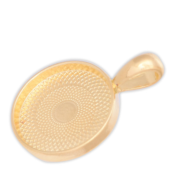 16mm 18K Gold  Round Cameo Cabochon Bezel  Base Setting Pendants Mini pendant trays 20pcs