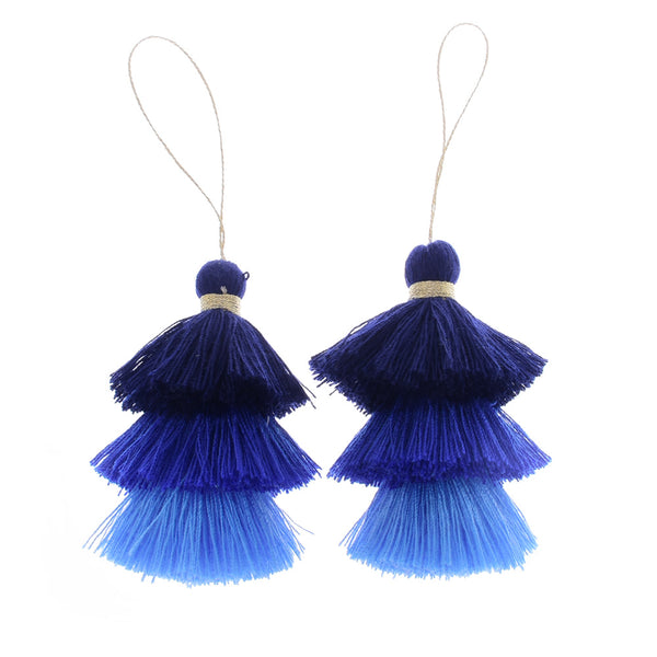 Cotton Tiered Tassel Earrings Pendants Tassels for jewelry making Tassel Stack Necklace Earrings,2pcs/lot