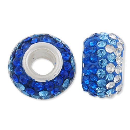 12*7 MM High Quality Round Sapphire-Crystal Pave Crystal Beads,Brass Hole,Hole Size 4.3MM,Sold 5 PCS Per Package