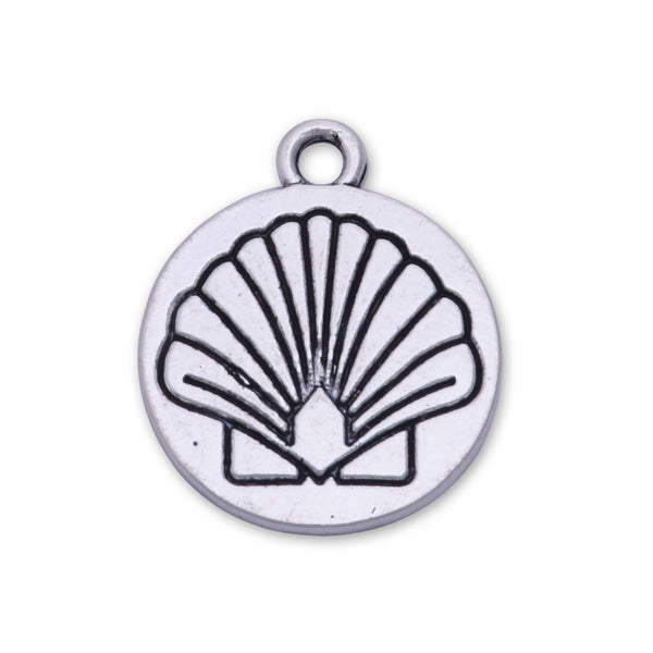 20 Antique Silver 16mm Round shell Charm Pendants shell Small Tag Jewelry Making Findings Simple Gift