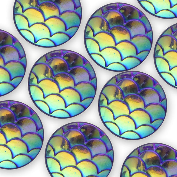 10mm Round Violet  Resin Mermaid Cabochons AB Iridescent Mermaids Cabochon  50pcs