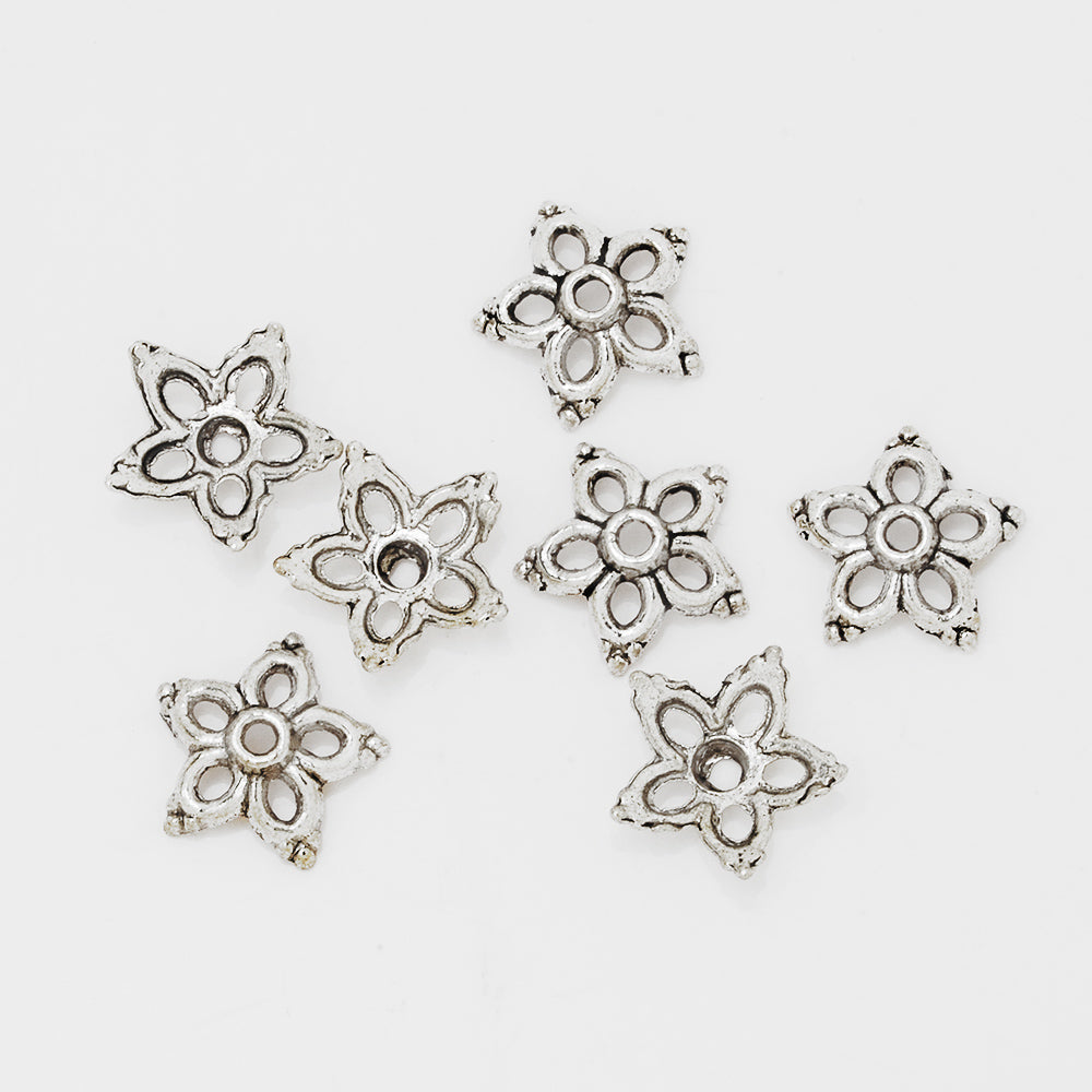 13mm Antique Silver Vintage Bead Caps,Diy Jewelry Findings,Flower Charm End Caps,sold 50pcs/lot