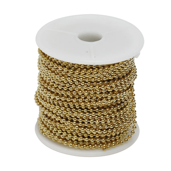 2.4MM Brass 14K Gold Plated Ball Chain,Handmade,Sold 25 Meters Per Roll