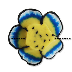 30MM HandMade And Flat Back Polymer Clay Flower Beads,Hot Pink,Side Drilled Hole Size 2.5MM,Lead Free,Sold 50 PCS Per Package