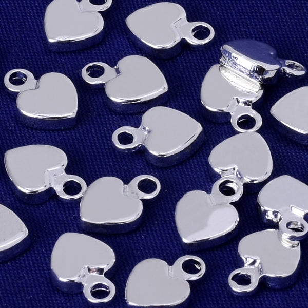 About 4mm tibetara® Brass Tags Charm Pendant heart charms Ready to Stamp thickness 2mm plated silver 20pcs