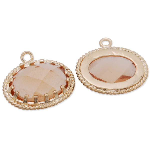 15x16.5mm matt gold plated framed glass,Faceted glass,champagne,connectors,gemstone bezel,Sold 5pcs/lot