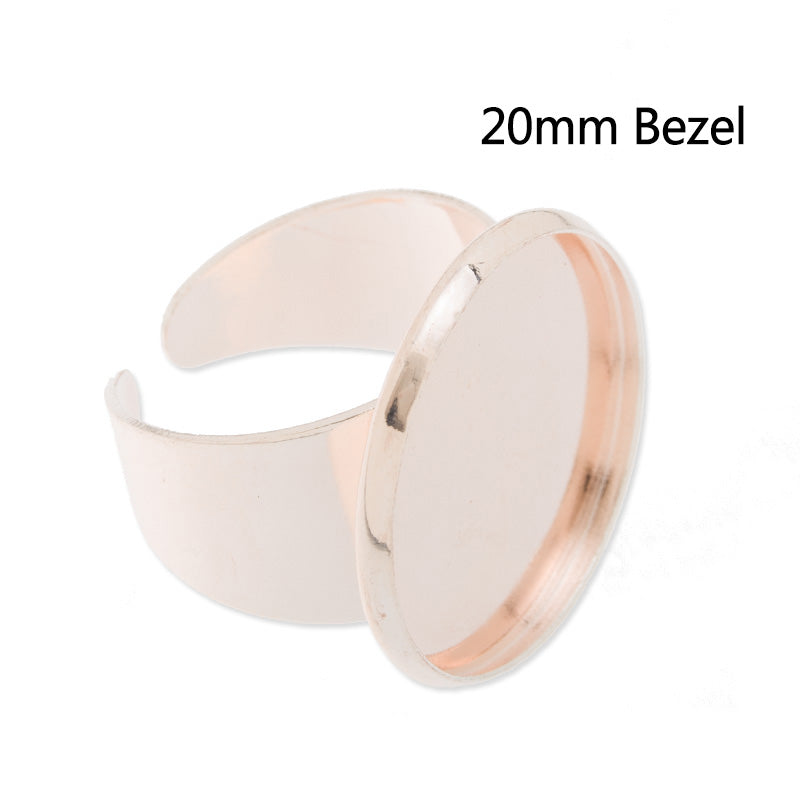 20MM Round Shallow bottom Rose Gold plated Ring Base Setting Pendants With 20 MM round Pad,Sold 20PCS Per lot