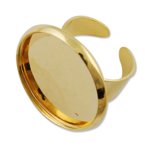 25mm Round Adjustable Shallow bottom Gold plated Ring Base Setting Pendants With 25 MM round Pad,Sold 20PCS Per Package