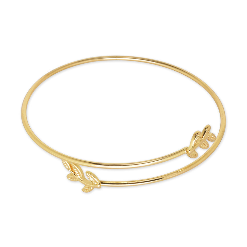 60mm Adjustable open Brass leaf bracelet nature bangle minimalist bracelet  Wedding Bridesmaid Gift plated gold 1pcs