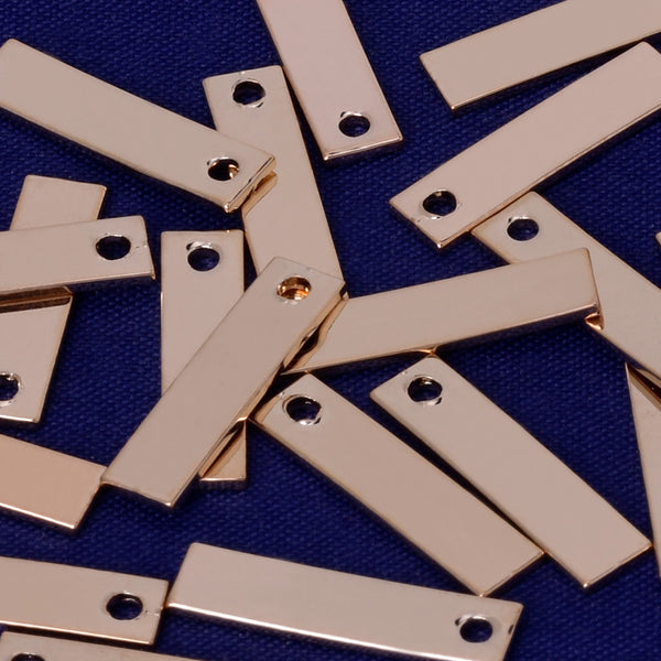 About 35.1*7.3MM tibetara® Brass Rectangle stamping bars Metal Blank engraving bars personalized bars with One Hole plated kc gold 20pcs