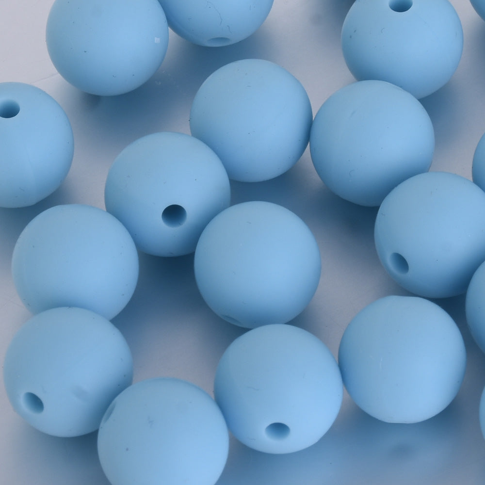 18mm Round Teething Beads Bulk Loose Chew Silicone Beads BPA Free Wholesale Silicone Beads blue 10pcs