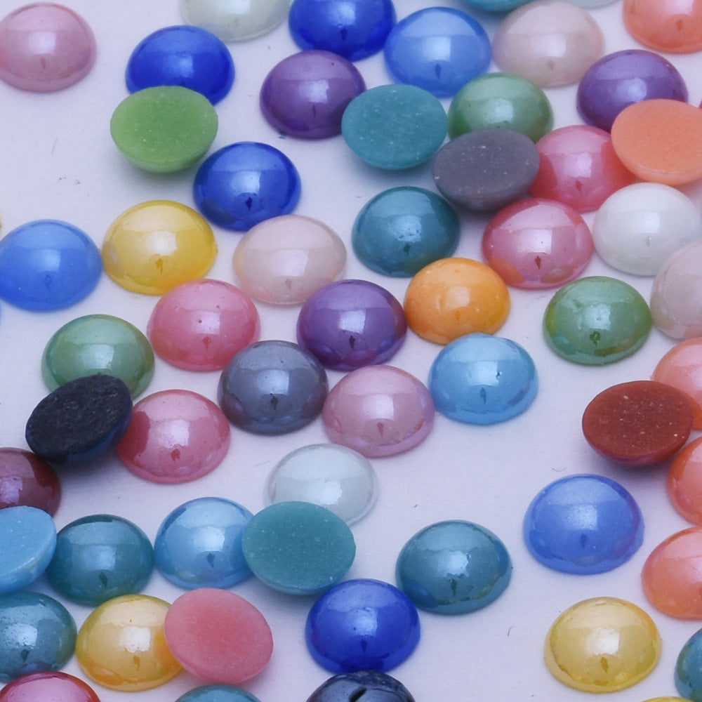 100 10mm Mix color Half Round Imitation Pearls Glass Jewelry Supplies Decoration Phone Garment Accessories Electroplate Plating