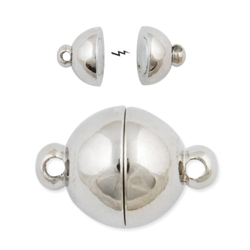 10MM Rhodium Open Round Magnetic Buckle Ends Clasp,nickel and lead free