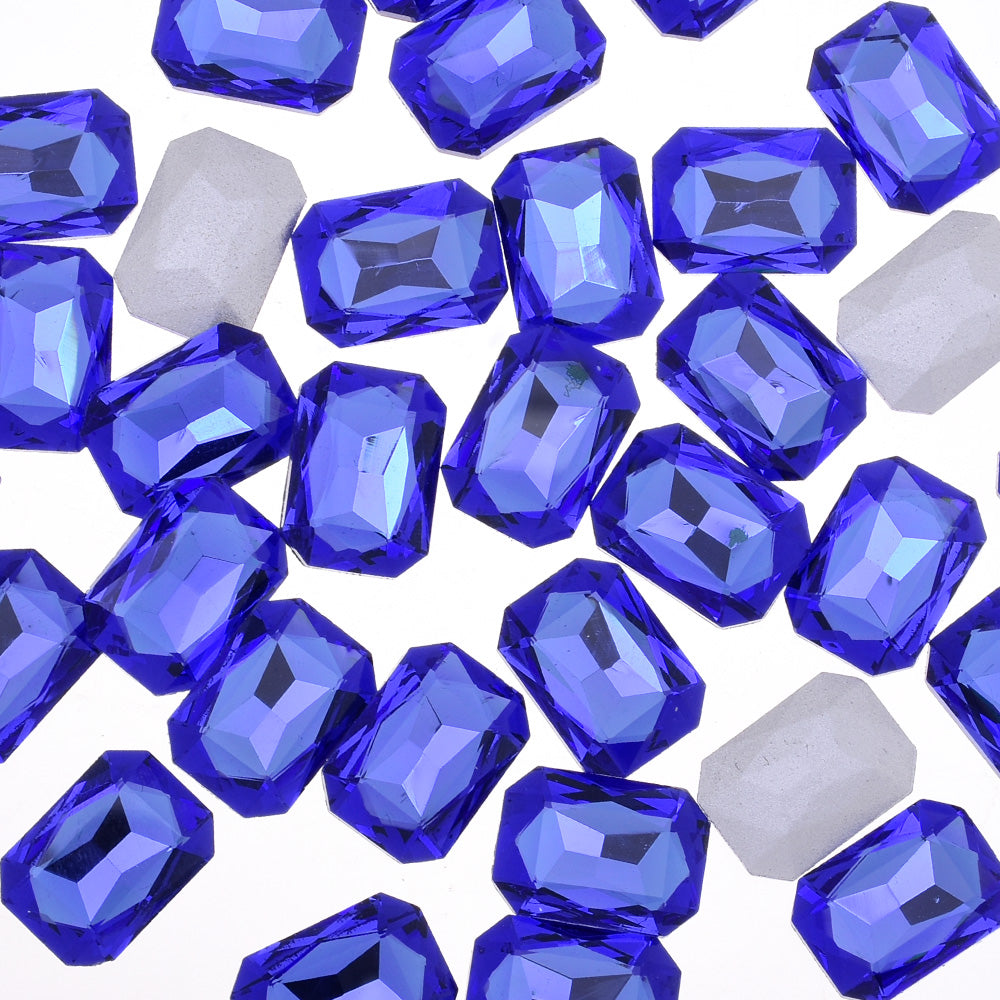 10x14mm Rectangle Pointed Back Rhinestones glass crystals beads wedding diy jewelry blue 50pcs 10183352