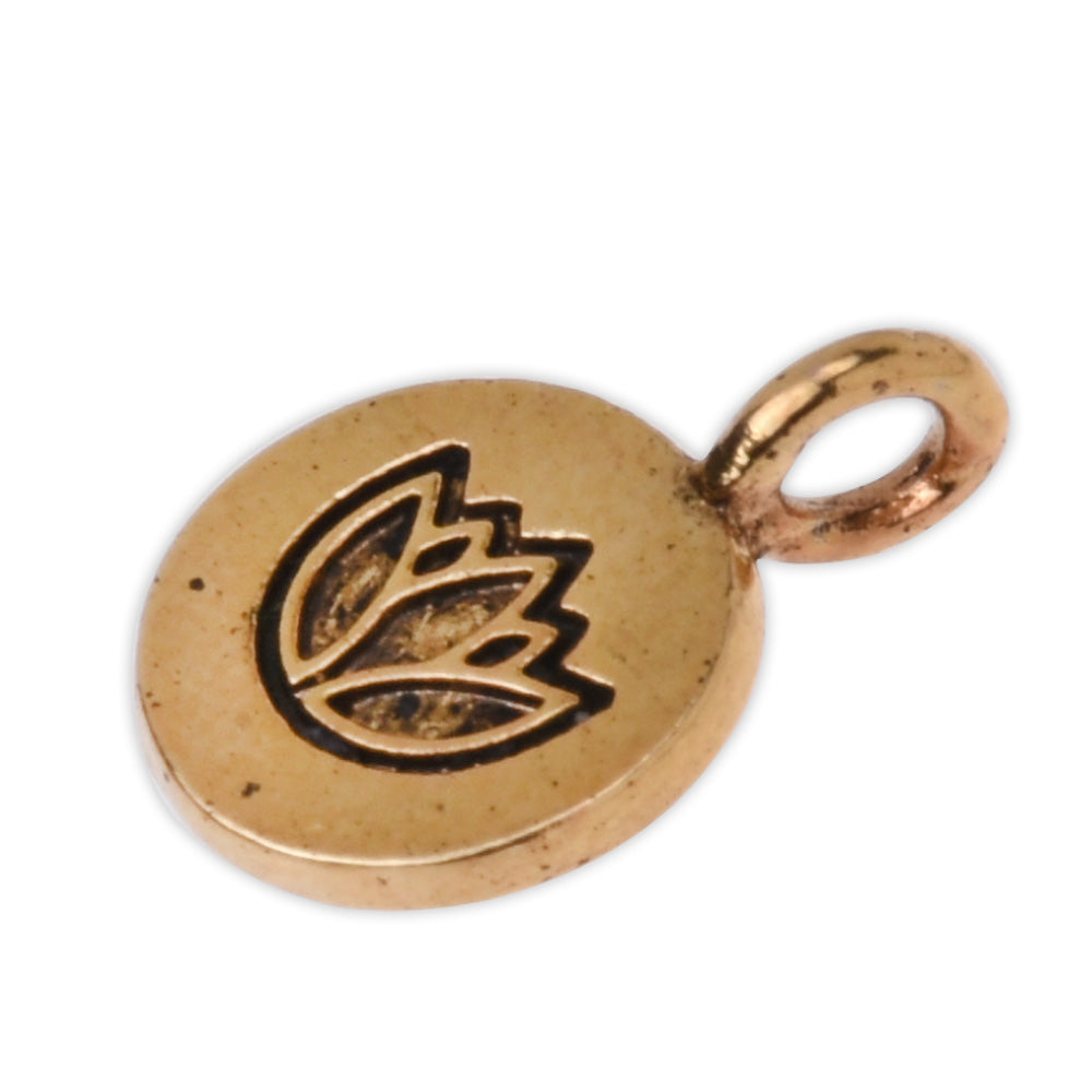 20 Round Metal Flower Charm Lotus pendant Vintage Charms Yoga Charms Antique Gold Lotus 10mm