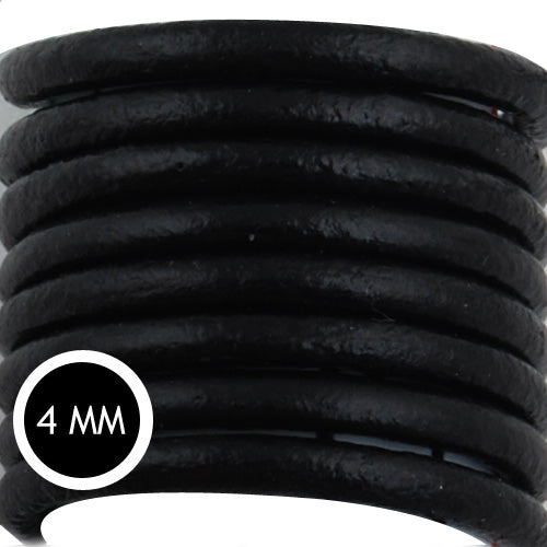 4.0mm Thickness Black Round Leather Cord,Sold 50M/Roll