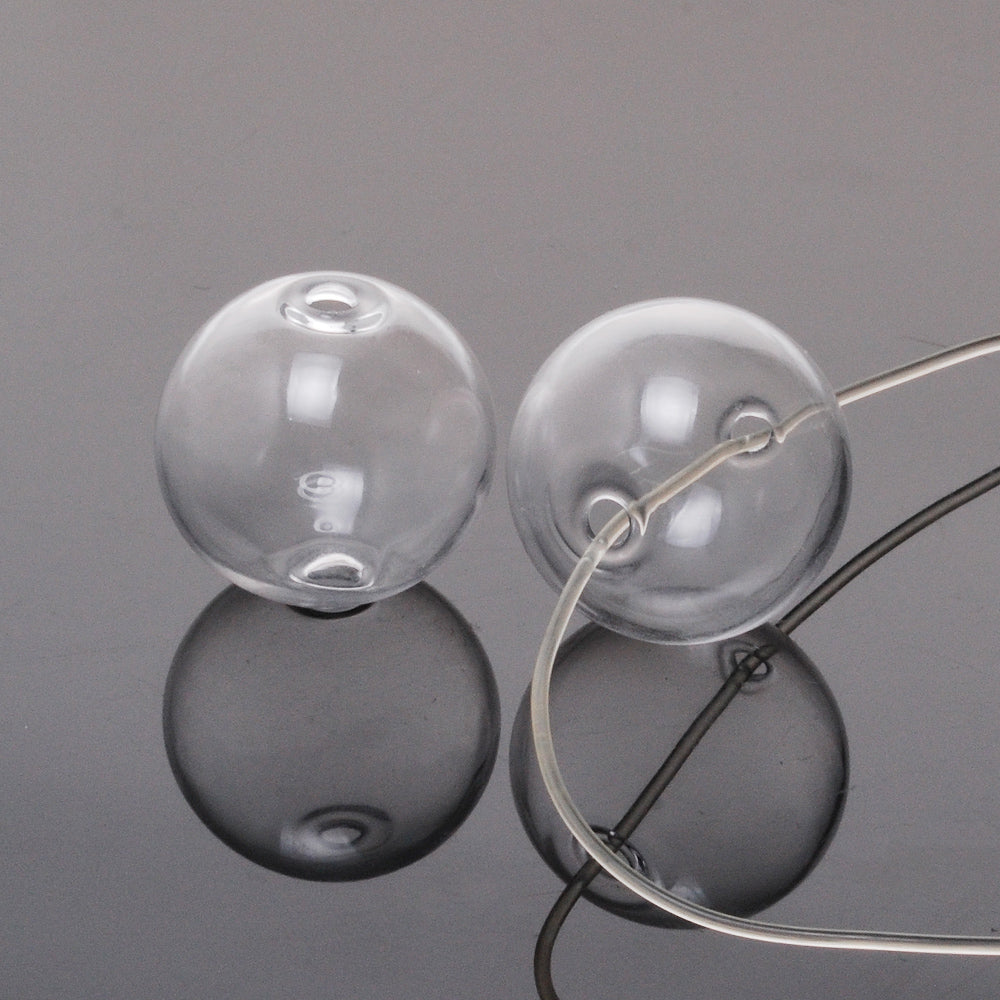 20mm Glass ball with two holes,White & Clear glass ball for jewelry Necklace & Pendant making,Aperture about 3mm,10pcs/lot