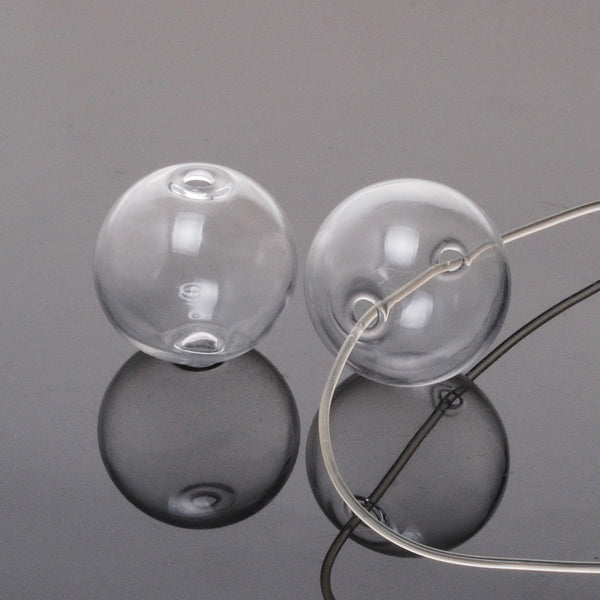20mm Glass ball with two holes,White & Clear glass ball for jewelry Necklace & Pendant making,Aperture about 3mm,10pcs/lot