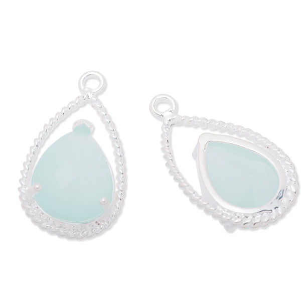 11.5x20mm framed glass,metal framed glass,Faceted glass,pacific opal,connectors,gemstone bezel,Sold 5pcs/lot