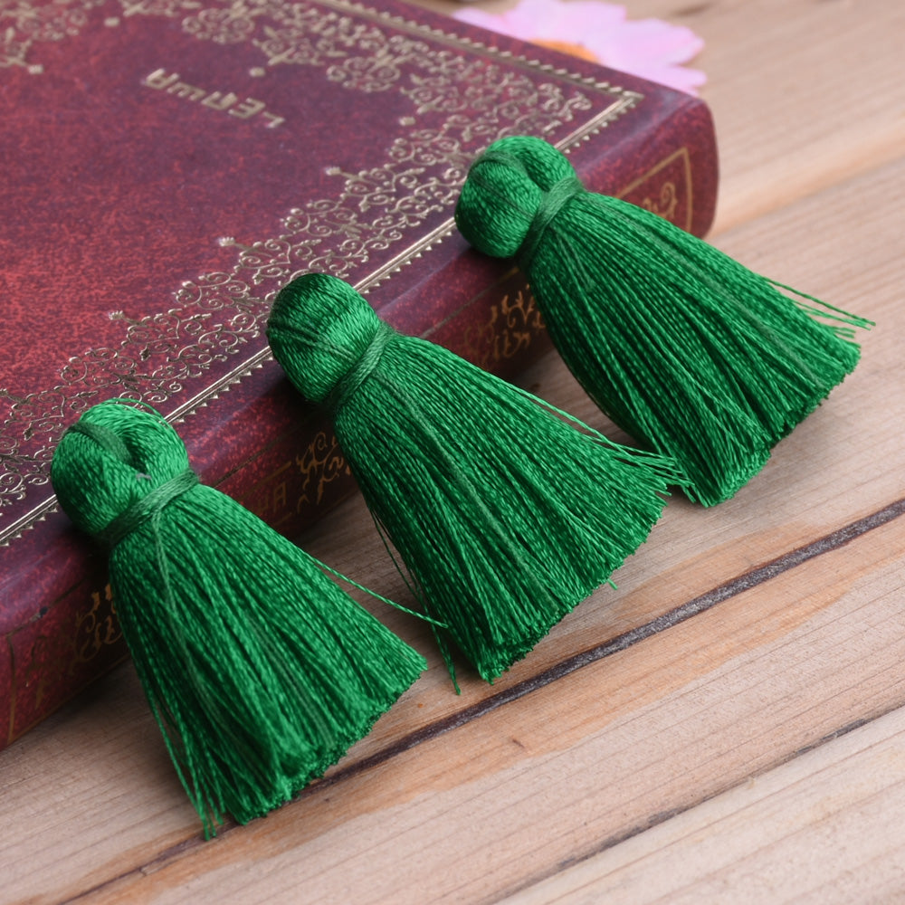 3cm Silky Tassels,Green Fashion Mala Necklace Tassels, Handmade Jewelry Tassels, 20pcs/lot