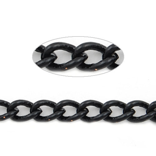 4.8MM*3.2MM Brass Gun Metal Black Plated Twist Oval Chain,Handmade,Sold 25 Meters Per Roll