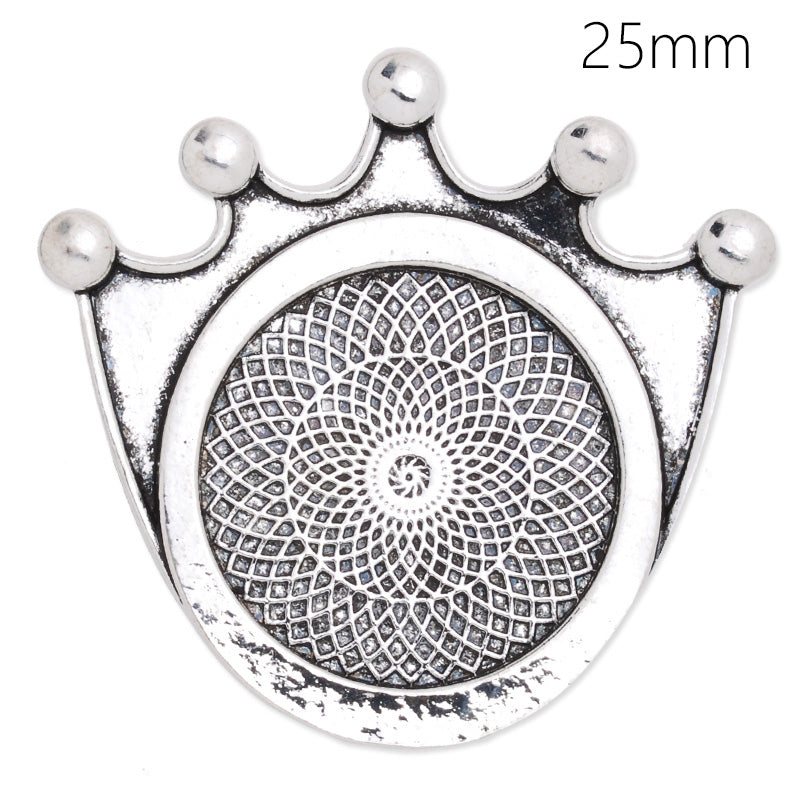 25mm(1inch) Round Crown pendant tray,Antique silver,zinc alloy metal,20Pieces/lot