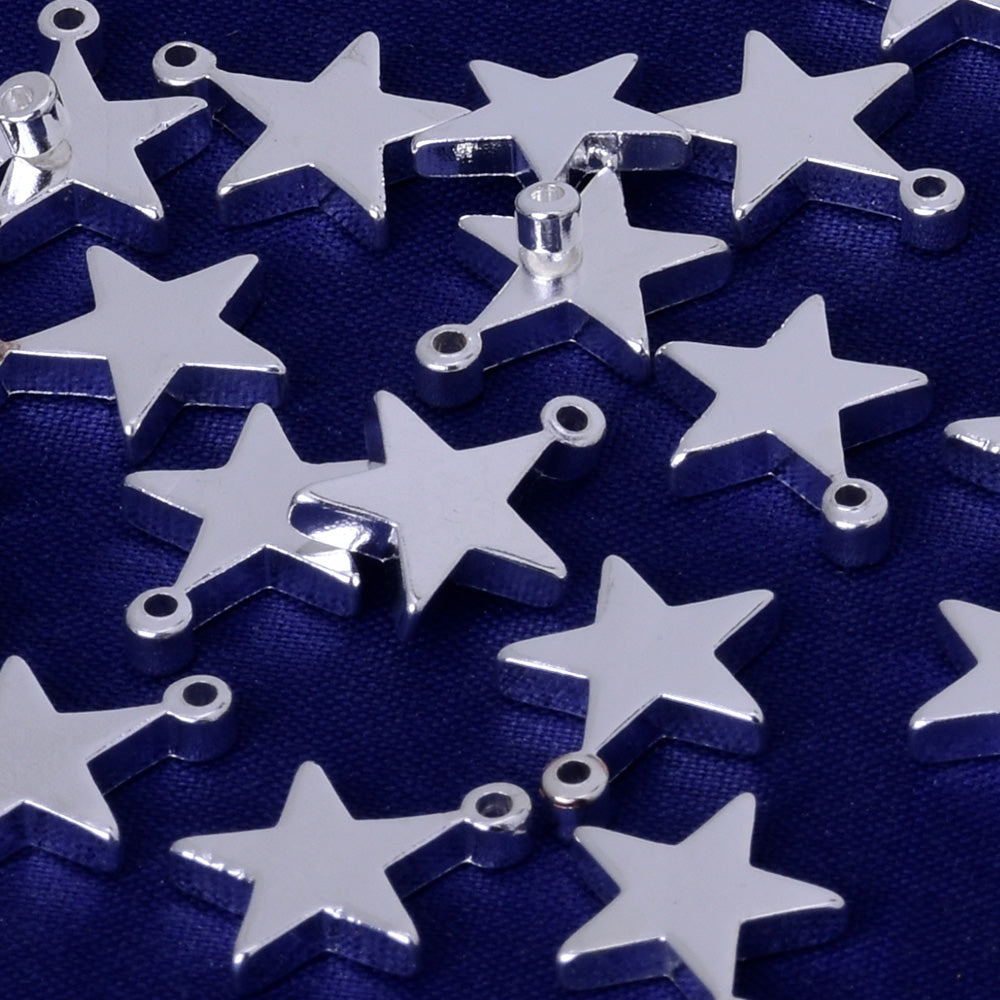 About 12.6*10.1MM tibetara® Brass Star Personalized Stamping Blank Bar pendant bracelet Craft Supplies Aperture 1.2MM plated silver 20pcs