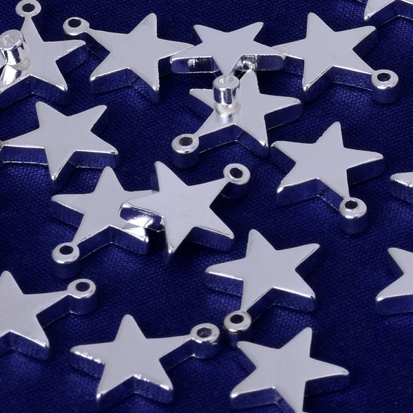 About 12.6*10.1MM tibetara® Brass Star Personalized Stamping Blank Bar pendant bracelet Craft Supplies Aperture 1.2MM plated silver 20pcs