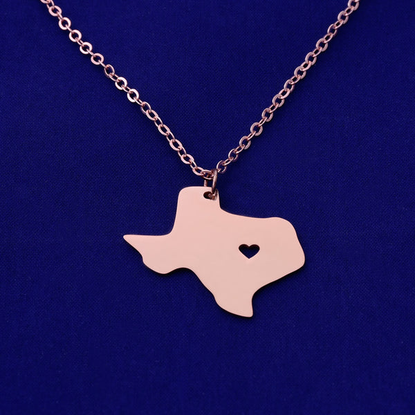 1 pcs about 30x25mm Rose Gold Stainless Steel pendant map necklace Stamping blank Jewelry supplies Texas-TX  18 Gauges