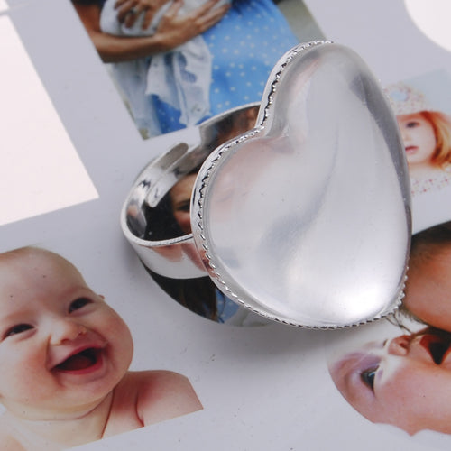 25mm Heart  Adjustable Shallow bottom Silver plated Ring Base Setting With 25 MM heart Pad,fit 25mm heart glass cabochon,Sold 50PCS Per Package