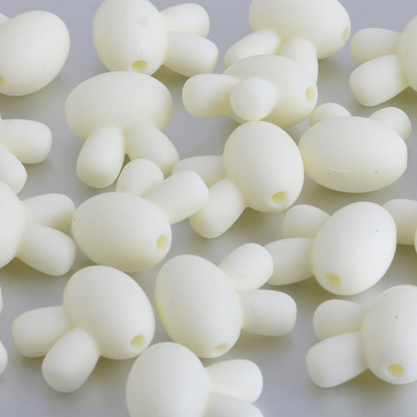 15*18.2*10.5mm Silicone Small Bunny Rabbit Teether Beads For DIY Baby Teething Necklace Food grade silicone sensory beads beige 10pcs