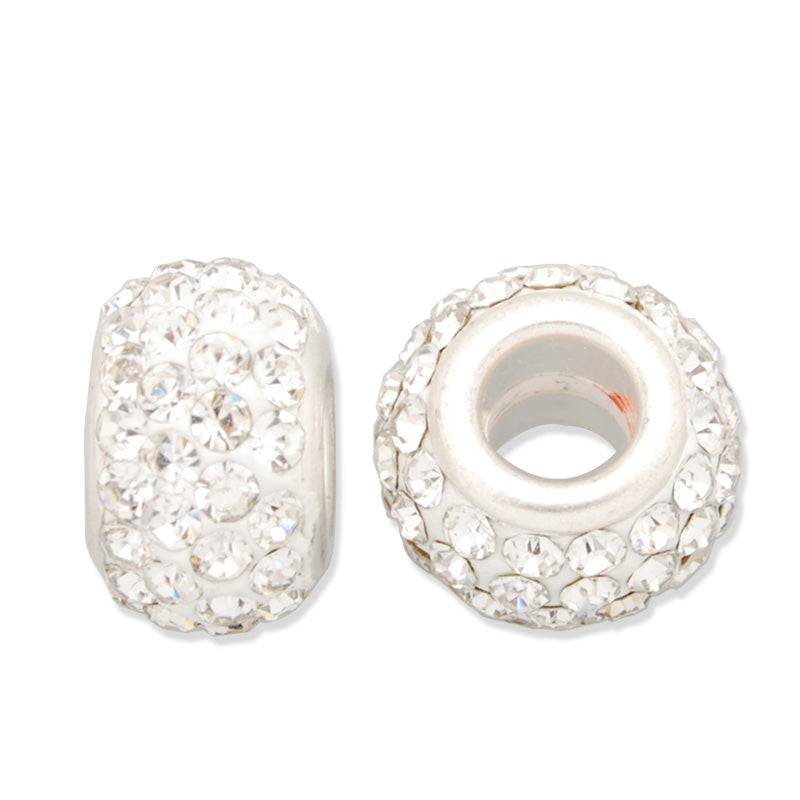 8*13MM White Pave Crystal Beads,Brass Base,Hole Size about4.0MM,Sold  5PCS Per Package