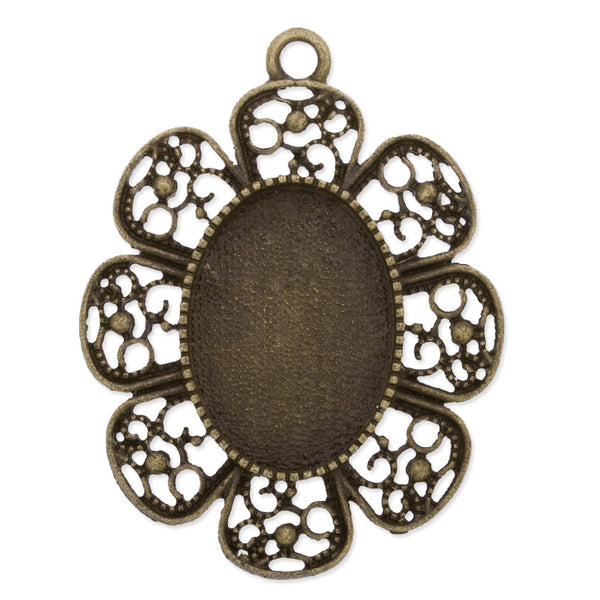 18x25mm oval pendant trays with dege,Zinc Alloy filled,antique bronze plated,20pcs/lot
