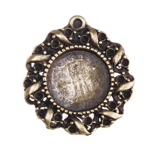 Antique Bronze Plated Round Zinc Alloy  Pendant trays,lead and nickle free,fit 14mm round glass cabocon,sold 50pcs per pkg