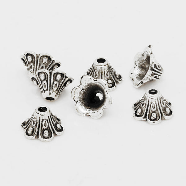 9mm Antique Silver Metal Beads,Flower Charm Bead Caps,Buddhism Jewelry Findings,sold 50pcs/lot