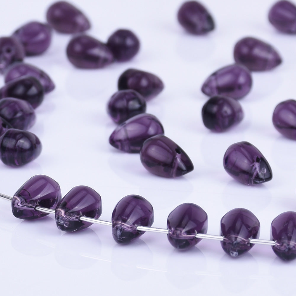 6*9mm Glass Teardrop Beads Czech beads Glass drop Beads Glass Beads Tiny Drops Seed Beads purple 50pcs