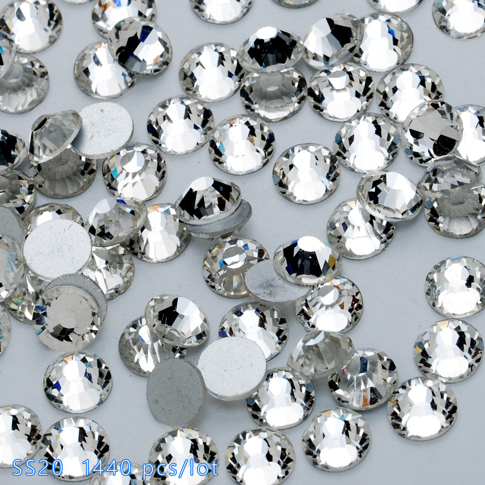 SS20 1440PCS Crystal Glass Stones Machine Cut Strass Non Hot Fix Rhinestones For Nail Art,Wholesale