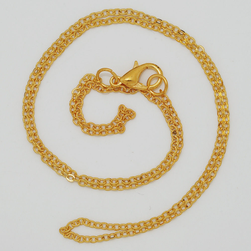 1.5mm brass Chain Necklace for Pendants Length 18" Bulk Chain with lobster clasp Craft Supplies Findings 18K gold 20PCS