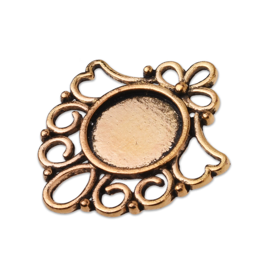 Antique Gold 12mm Round Cabochon Base Setting Charm Pendant,Jewelry Blanks Suppliers, Metal Cameo Base Setting