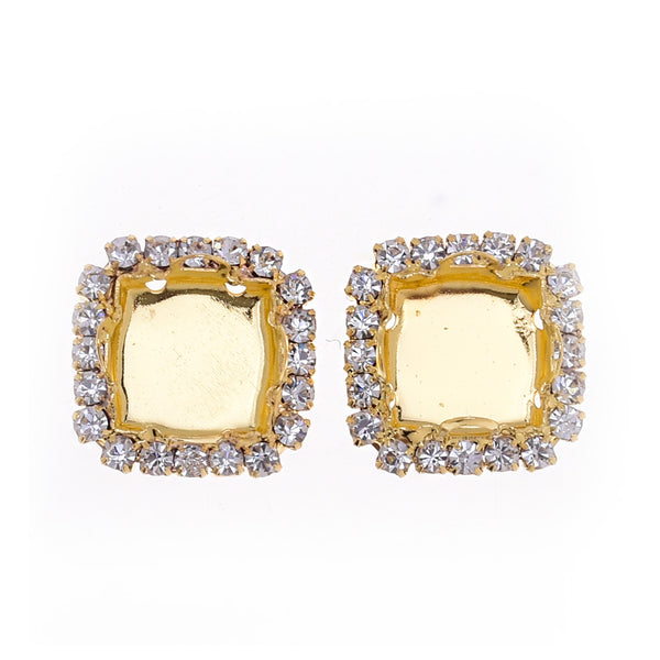 Claw chain base Rhinestone Button Claw Set Rhinestone Crystal Pendant Blank fit 12mm Square Shape gold 20pcs 10181004