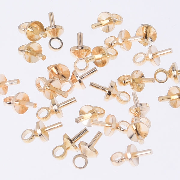 Glass Cap Buckle fit Mini Glass Bottle glass cap Glass bubble jewelry 4mm Gold Alloy Aperture 1mm,50pcs 10172104