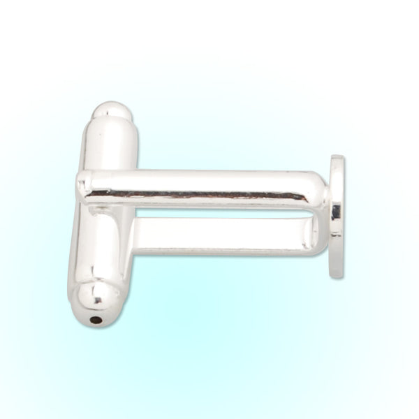 8MM Silver Plated Flat Cufflink Blanks with a 8mm Glue Pad,sold 20pcs per lot